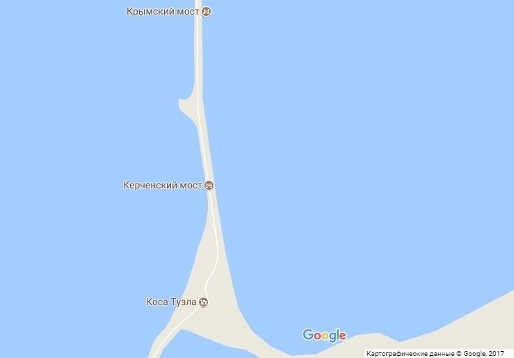 Google включил в свои карты мост через Керченский пролив