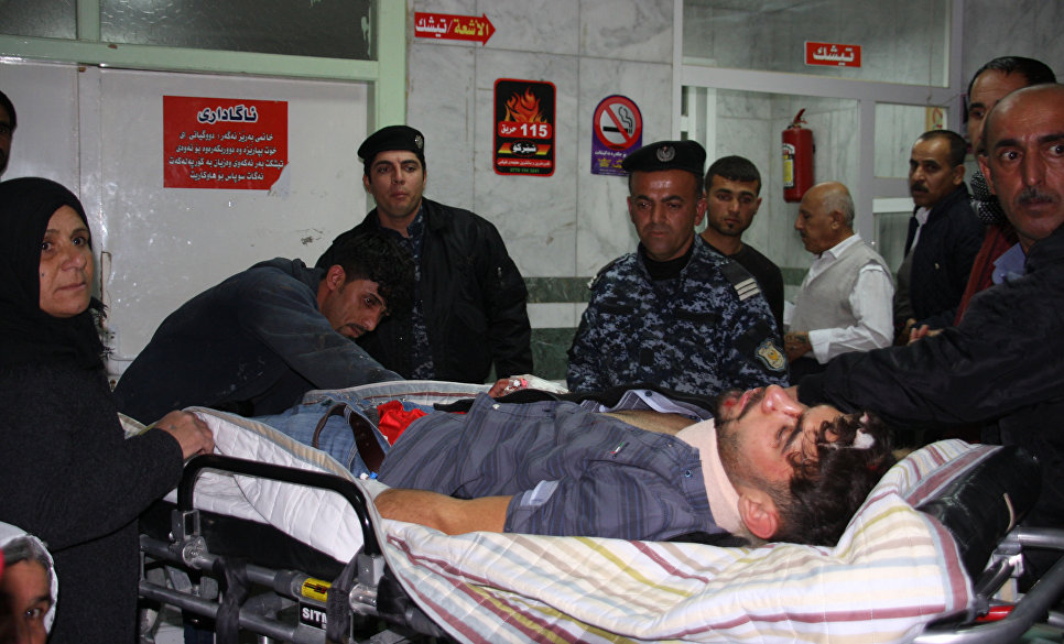 Пострадавшие в иракской больнице после землетрясения в Иране. 12.11.2017