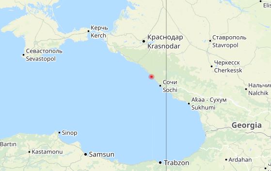 В Черном море вблизи Сочи произошло землетрясение
