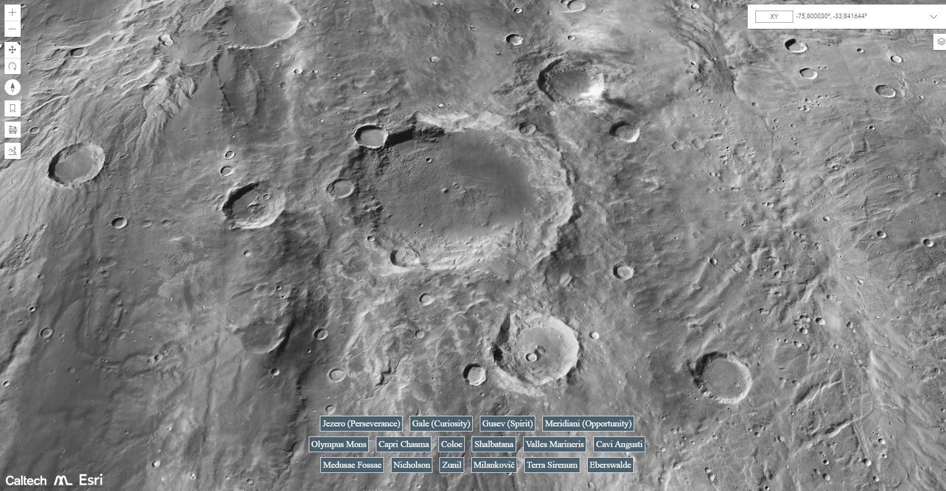Выпущена интерактивная карта Марса