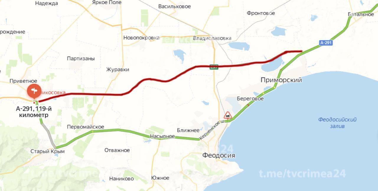 Трасса «Таврида» в Крыму перекрыта из-за пожара на полигоне