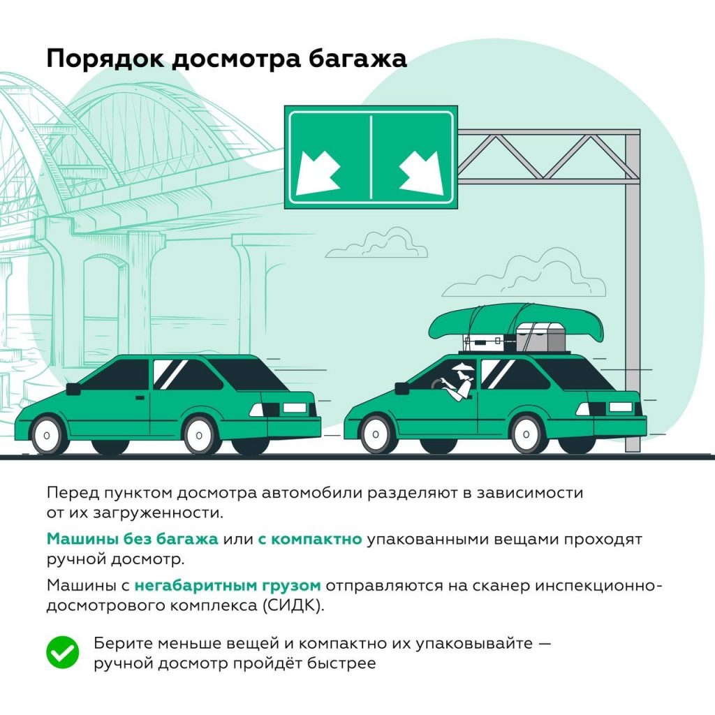 На Крымском мосту со стороны Керчи ожидают проезда около тысячи автомобилей