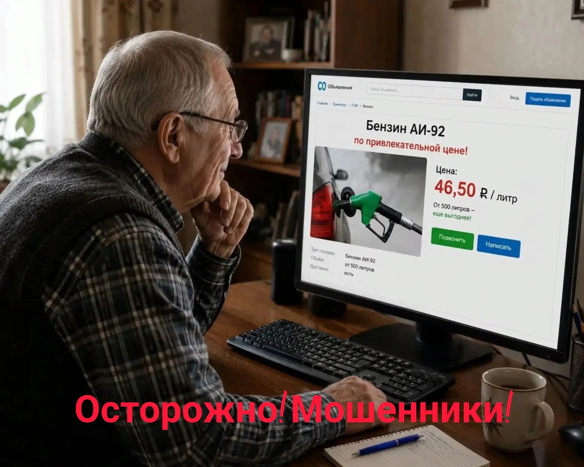 В Ялте пенсионер перевел мошенникам 15,5 тысяч рублей за бензин